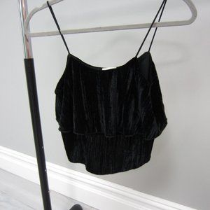 ZARA VELVET SPAGHETTI STRAP CROP TOP USA S